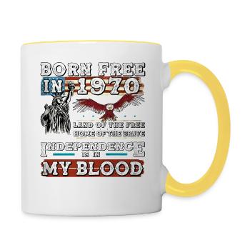 Born Free in 1970 - 55 Years of Patriot Pride and - Contrasting Mug - white/yellow - Right