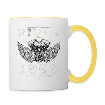 pilote depuis 1988 - 37 ans de moteurs rugissants et - Mug contrasté - blanc/jaune - Droite