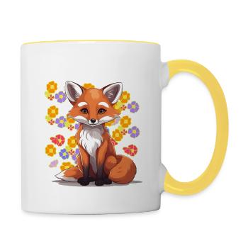années 80 90 renard renards enfants vintage rétro - Mug contrasté - blanc/jaune - Droite