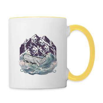 Mammifère marin Baleine Poisson Mer - Mug contrasté - blanc/jaune - Droite
