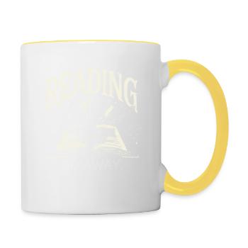 Lesen. Gehen Sie weg. - Tasse zweifarbig - Weiß/Gelb - Rechts