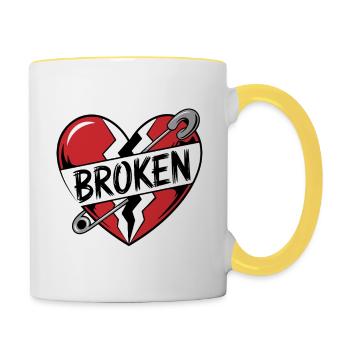 GEBROCHENES HERZ - Tasse zweifarbig - Weiß/Gelb - Rechts