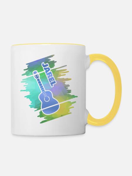 Jarel als Guitar - Tasse zweifarbig - Weiß/Gelb