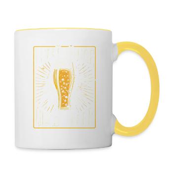 Ich brauche ein großes Glas Bier - Tasse zweifarbig - Weiß/Gelb - Rechts