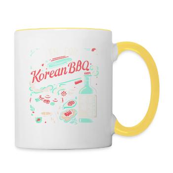 Wochenendvorhersage Koreanisches BBQ mit einer - Tasse zweifarbig - Weiß/Gelb - Rechts