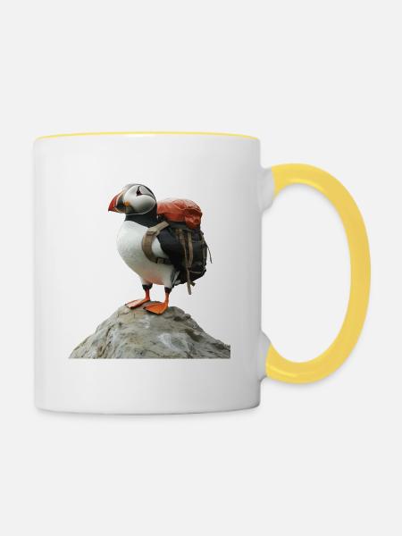 Papageitaucher - Tasse zweifarbig - Weiß/Gelb
