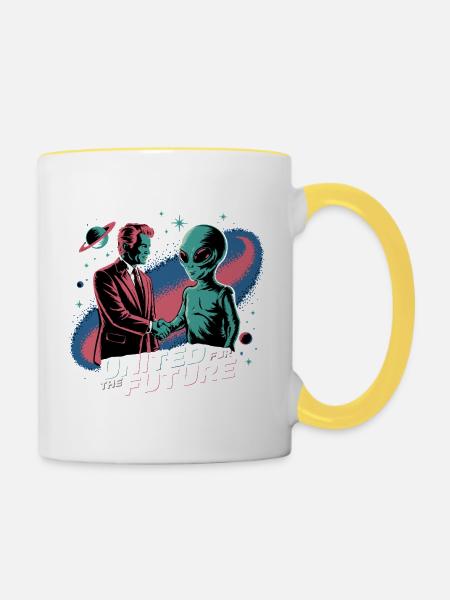 SHAKE HANDS FOR FUTURE - Tasse zweifarbig - Weiß/Gelb