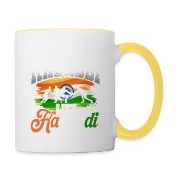 Kabaddi Inde Lutte - Mug contrasté - blanc/jaune - Droite