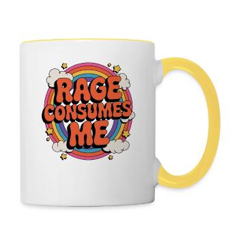 La rage me consume, Filles sarcastiques drôles - Mug contrasté - blanc/jaune - Droite