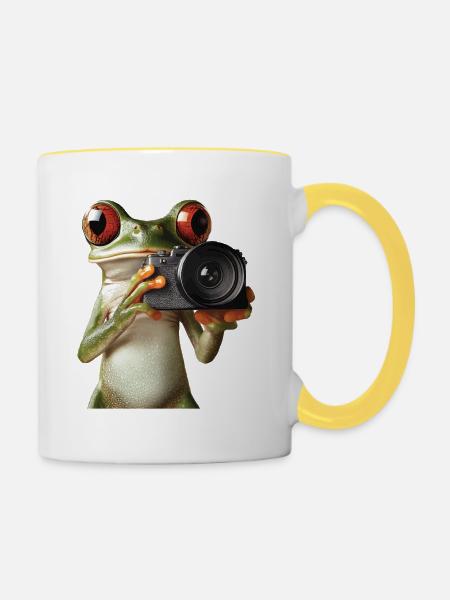 Frosch - Tasse zweifarbig - Weiß/Gelb