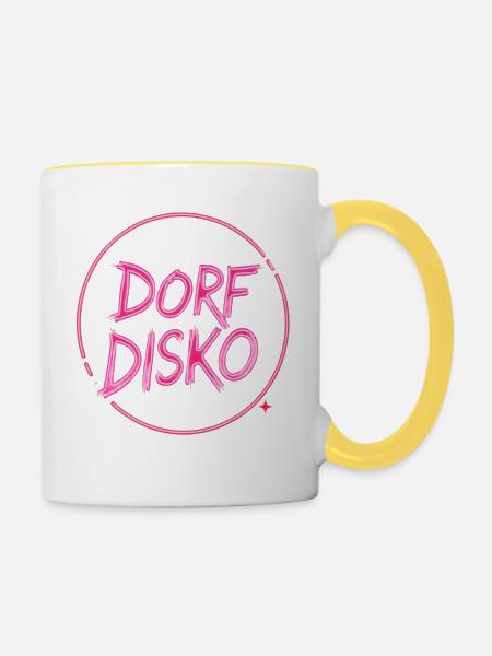 Dorf DISKO - Tasse zweifarbig - Weiß/Gelb