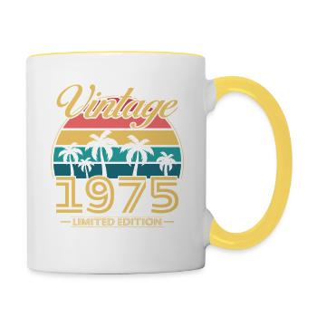 1975 Vintage Retro Cadeau Anniversaire - Mug contrasté - blanc/jaune - Droite