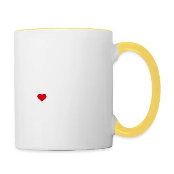 Ich liebe Madrid Freiheitsstatue Wortspiel Herz Flagge - Tasse zweifarbig - Weiß/Gelb - Rechts