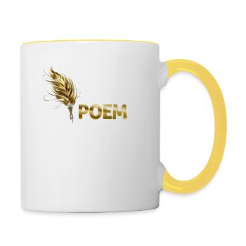Fais attention ou tu te retrouveras dans mon prochain poème - Mug contrasté - blanc/jaune - Droite