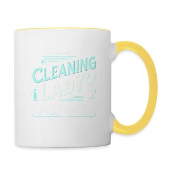 Brauchen Sie eine Putzfrau? Fragen Sie mich - Tasse zweifarbig - Weiß/Gelb - Rechts