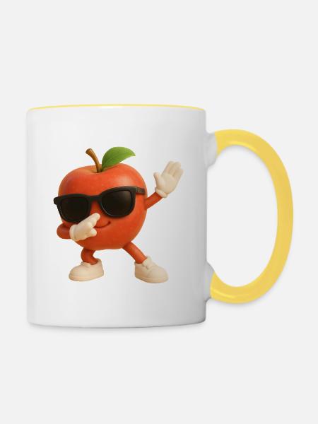 Apfel - Tasse zweifarbig - Weiß/Gelb