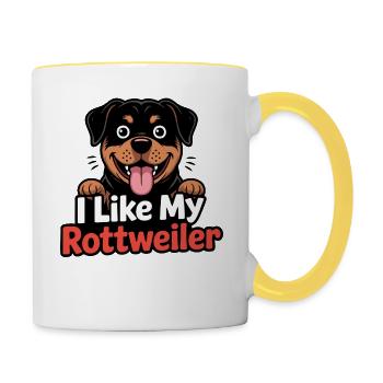 I like my Rottweiler Hundeliebe - Tasse zweifarbig - Weiß/Gelb - Rechts
