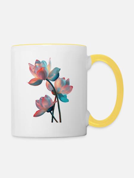 Lotus - Tasse zweifarbig - Weiß/Gelb