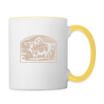 Wenn Geschlechter Verwirren, Melke Einen Stier - Tasse zweifarbig - Weiß/Gelb - Rechts