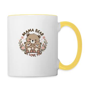 Mama Bear – We love you! - Contrasting Mug - white/yellow - Right