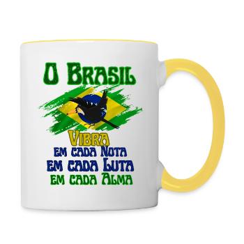 Brasil Vibra - die tropische Kraft eines großen Landes - Tasse zweifarbig - Weiß/Gelb - Rechts