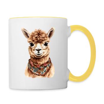 Conception d’animaux d’alpaga - Illustration graphique amusante - Mug contrasté - blanc/jaune - Droite