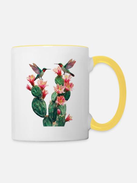 Kaktus - Tasse zweifarbig - Weiß/Gelb