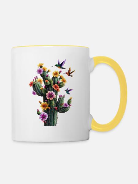 Kaktus - Tasse zweifarbig - Weiß/Gelb