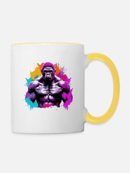 Gorilla Bodybuilding Beast - Tasse zweifarbig - Weiß/Gelb