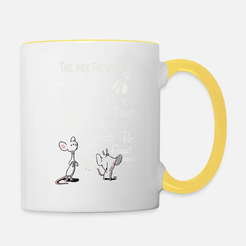 Weltübernahme – Schlauer Mäuse-Masterplan - Tasse zweifarbig - Weiß/Gelb