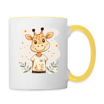 Giraffe for children - Contrasting Mug - white/yellow - Right