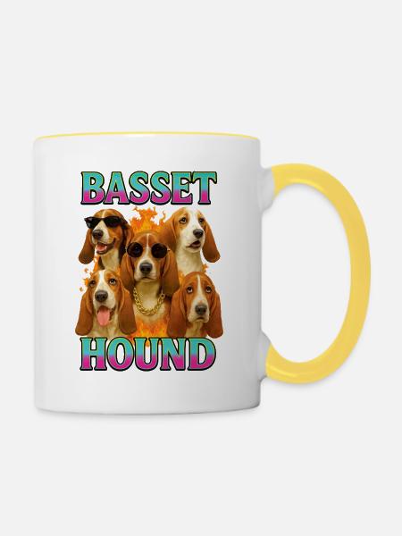 Basset - Tasse zweifarbig - Weiß/Gelb