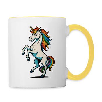 Licorne – La créature magique de la fantaisie - Mug contrasté - blanc/jaune - Droite