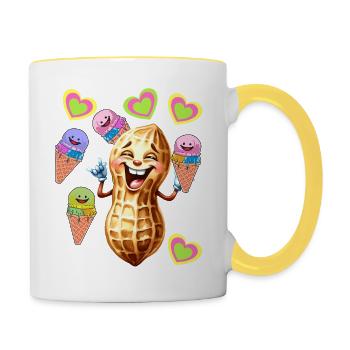 Filles Garçons Enfants Enfant Teen Cacahuète Glace Années 80 - Mug contrasté - blanc/jaune - Droite