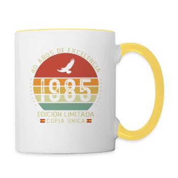 40 Jahre 1985 Vintage Jubiläumsgeschenk - Tasse zweifarbig - Weiß/Gelb - Rechts