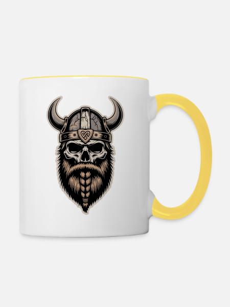 SCHÄDEL - Tasse zweifarbig - Weiß/Gelb