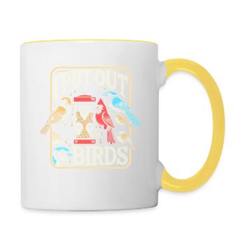 I Put Out For Birds - Tasse zweifarbig - Weiß/Gelb - Rechts