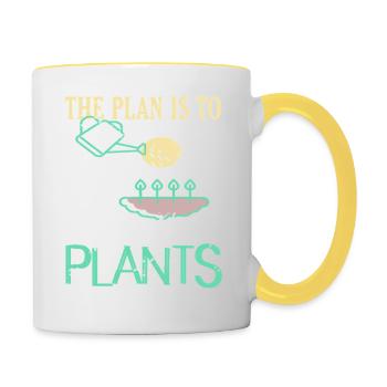 Le plan est d’avoir plus de plantes devis - Mug contrasté - blanc/jaune - Droite