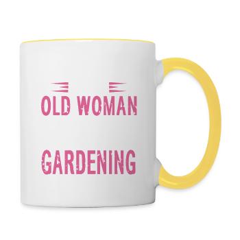Powerful Woman Who Loves Gardening Humor - Tasse zweifarbig - Weiß/Gelb - Rechts