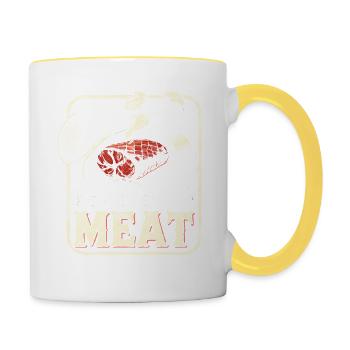 Powered by Fleisch - Tasse zweifarbig - Weiß/Gelb - Rechts