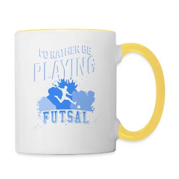 I'd Rather Be Playing Futsal Passionate Player - Contrasting Mug - white/yellow - Right