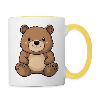 kleiner süßer Bär - Tasse zweifarbig - Weiß/Gelb - Rechts