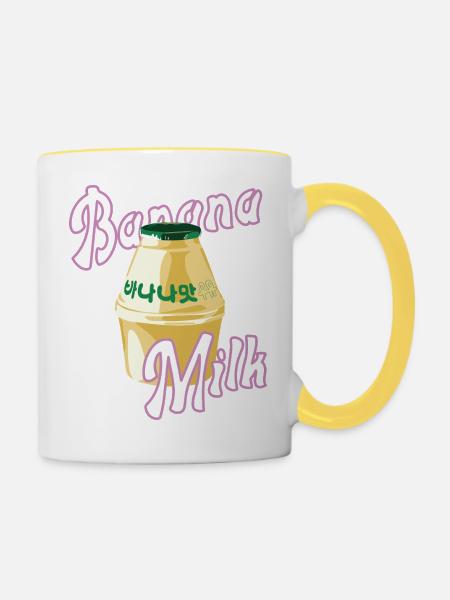 Koreanische Bananenmilch - Tasse zweifarbig - Weiß/Gelb