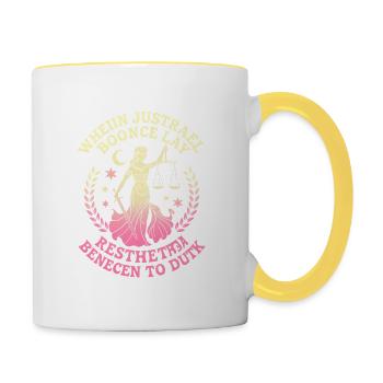 Wheiin Justrael Boonce lay Resthea Benecen To - Mug contrasté - blanc/jaune - Droite