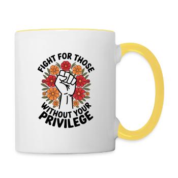 Fight for the Without Privileges Flowers Fist - Contrasting Mug - white/yellow - Right