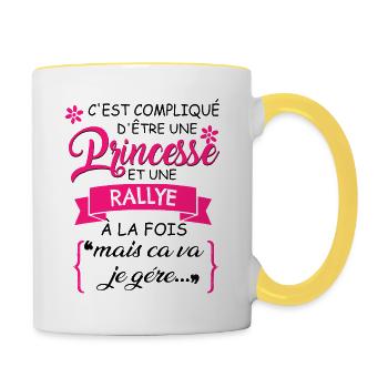 C'est Complique D'être Une Princesse Rallye À La - Mug contrasté - blanc/jaune - Droite