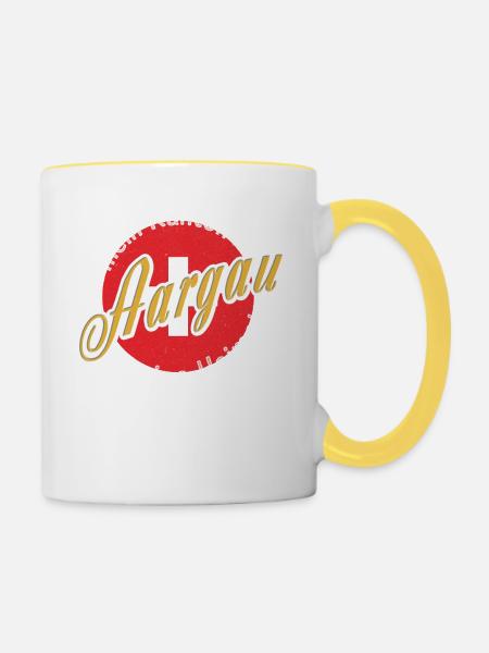 Meine Heimat Aargau Geschenk - Tasse zweifarbig - Weiß/Gelb