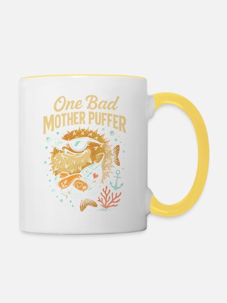 Eine schlechte Mutter Puffer - Tasse zweifarbig - Weiß/Gelb