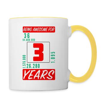 Children 3 Years Birthday Months Hours - Contrasting Mug - white/yellow - Right