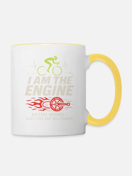 Ich bin der Motor - Tasse zweifarbig - Weiß/Gelb
